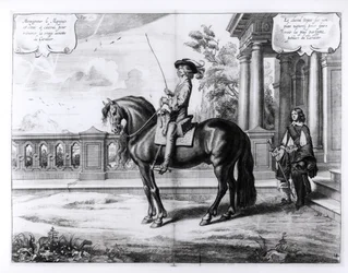 Illustration aus einem Reithandbuch, graviert von Peeter Clouwet (1629-70), 1658